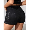 image:imageMakeMeChic Womens Sequin Shorts Sparkly Y2K Party Glitter Elastic Waist Mini ShortsBlack