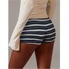image:imageMakeMeChic Womens Striped Micro Shorts Low Rise Y2K Summer Cute Booty ShortsDark Blue