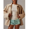 image:imageMakeMeChic Womens Striped Micro Shorts Low Rise Y2K Summer Cute Booty ShortsLight Green