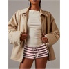 image:imageMakeMeChic Womens Striped Micro Shorts Low Rise Y2K Summer Cute Booty ShortsRed