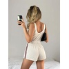 image:imageMakeMeChic Womens Striped Summer Shorts Workout Running Shorts Mini Micro Sweat Track Shorts Gym Athletic WearApricot