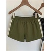 image:imageMakeMeChic Womens Striped Summer Shorts Workout Running Shorts Mini Micro Sweat Track Shorts Gym Athletic WearArmy Green B