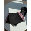 image:imageMakeMeChic Womens Striped Summer Shorts Workout Running Shorts Mini Micro Sweat Track Shorts Gym Athletic WearBlack