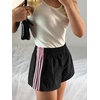 image:imageMakeMeChic Womens Striped Summer Shorts Workout Running Shorts Mini Micro Sweat Track Shorts Gym Athletic WearBlack