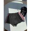 image:imageMakeMeChic Womens Striped Summer Shorts Workout Running Shorts Mini Micro Sweat Track Shorts Gym Athletic WearBlack and Pink