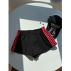 image:imageMakeMeChic Womens Striped Summer Shorts Workout Running Shorts Mini Micro Sweat Track Shorts Gym Athletic WearBlack and Red