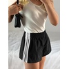 image:imageMakeMeChic Womens Striped Summer Shorts Workout Running Shorts Mini Micro Sweat Track Shorts Gym Athletic WearBlack and White