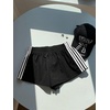 image:imageMakeMeChic Womens Striped Summer Shorts Workout Running Shorts Mini Micro Sweat Track Shorts Gym Athletic WearBlack and White