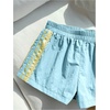 image:imageMakeMeChic Womens Striped Summer Shorts Workout Running Shorts Mini Micro Sweat Track Shorts Gym Athletic WearLace Blue and Yellow