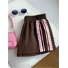 image:imageMakeMeChic Womens Striped Summer Shorts Workout Running Shorts Mini Micro Sweat Track Shorts Gym Athletic WearLace Brown and Pink