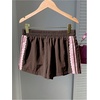 image:imageMakeMeChic Womens Striped Summer Shorts Workout Running Shorts Mini Micro Sweat Track Shorts Gym Athletic WearLace Brown and Pink