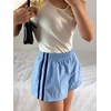 image:imageMakeMeChic Womens Striped Summer Shorts Workout Running Shorts Mini Micro Sweat Track Shorts Gym Athletic WearLight Blue