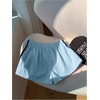 image:imageMakeMeChic Womens Striped Summer Shorts Workout Running Shorts Mini Micro Sweat Track Shorts Gym Athletic WearLight Blue and Dark Blue