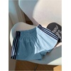 image:imageMakeMeChic Womens Striped Summer Shorts Workout Running Shorts Mini Micro Sweat Track Shorts Gym Athletic WearLight Blue and Dark Blue