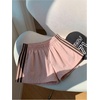 image:imageMakeMeChic Womens Striped Summer Shorts Workout Running Shorts Mini Micro Sweat Track Shorts Gym Athletic WearLight Pink and Brown
