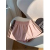 image:imageMakeMeChic Womens Striped Summer Shorts Workout Running Shorts Mini Micro Sweat Track Shorts Gym Athletic WearLight Pink and Brown