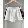 image:imageMakeMeChic Womens Striped Summer Shorts Workout Running Shorts Mini Micro Sweat Track Shorts Gym Athletic WearWhite Lace