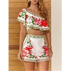image:imageMakeMeChic Womens Summer Boho Mini Shorts Floral Tropical Print High Waisted Hawaiian Micro ShortsMulticolor