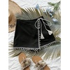 image:imageMakeMeChic Womens Summer Boho Mini Skirt Skorts Wrap Tie Knot Fringe Vacation ShortsBlack