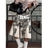 image:imageMakeMeChic Womens Summer Camo Wide Leg Shorts Elastic Waist Knee Length Shorts StreetwearMulticolor