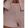 image:imageMakeMeChic Womens Summer Plaid Gingham Shorts Low Waist Smocked Mini ShortsPink
