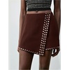 image:imageMakeMeChic Womens Summer Punk Y2K Rivet Studded Micro Shorts Wrap Low Waisted Wide Leg Mini SkortsRust Brown