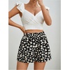 image:imageMakeMeChic Womens Summer Shorts Casual Floral Wide Leg High Waist Petite Mini ShortsBlack