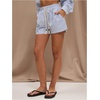 image:imageMakeMeChic Womens Summer Striped Shorts Drawstring High Waist Wide Leg Beach Shorts LoungewearBlue and White