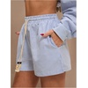 image:imageMakeMeChic Womens Summer Striped Shorts Drawstring High Waist Wide Leg Beach Shorts LoungewearBlue and White