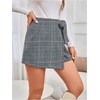 image:imageMakeMeChic Womens Summer Wrap Dressy Shorts Business Casual Tie Plaid Mini Skirt Work Office Skort Wedding GuestBlack and Blue