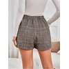 image:imageMakeMeChic Womens Summer Wrap Dressy Shorts Business Casual Tie Plaid Mini Skirt Work Office Skort Wedding GuestBlack and Brown