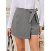image:imageMakeMeChic Womens Summer Wrap Dressy Shorts Business Casual Tie Plaid Mini Skirt Work Office Skort Wedding GuestBlack and White