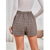 image:imageMakeMeChic Womens Summer Wrap Dressy Shorts Business Casual Tie Plaid Mini Skirt Work Office Skort Wedding GuestBrown and Red