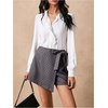 image:imageMakeMeChic Womens Summer Wrap Dressy Shorts Business Casual Tie Plaid Mini Skirt Work Office Skort Wedding GuestGrey