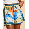image:imageMakeMeChic Womens Tropical Vacation Shorts Drawstring High Waist Wide Leg Boho Summer ShortsBlue