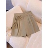 image:imageMakeMeChic Womens Work Office Dressy Wrap Shorts Pleated Tie Knot Wide Leg High Waist ShortsKhaki