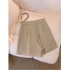 image:imageMakeMeChic Womens Work Office Dressy Wrap Shorts Pleated Tie Knot Wide Leg High Waist ShortsKhaki