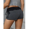 image:imageMakeMeChic Womens Y2K Gothic Striped Micro Shorts Grunge Low Rise Drawstring Mini ShortsBlack