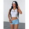image:imageMakeMeChic Womens Y2K Gothic Striped Micro Shorts Grunge Low Rise Drawstring Mini ShortsClean Blue