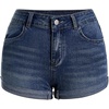 image:imageMakeMeChic Womens Y2K Summer Star Print Drop Low Rise Denim Shorts JeansDark Wash 1