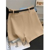 image:imageWomens Dressy Shorts Pleated Work Office Dressy Wide Leg Business ShortsKhaki