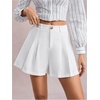 image:imageWomens Dressy Shorts Pleated Work Office Dressy Wide Leg Business ShortsWhite