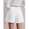 image:imageWomens Dressy Shorts Pleated Work Office Dressy Wide Leg Business ShortsWhite