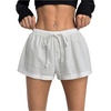 image:imageMAKEMECHIC Womens Summer Drawstring Shorts Elastic Waist Button Beach Mini ShortsWhite