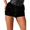 image:imageMAKEMECHIC Womens Summer Y2K Glitter Sequin Shorts Party Straight Leg Micro Mini ShortsBlack