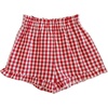 image:imageMakeMeChic Girls Plaid Gingham Shorts Elastic Waist Ruffle Hem Summer ShortsRed