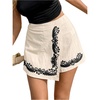 image:imageMakeMeChic Womens Boho Vacation Wrap Shorts Floral Embroidery High Waist ShortsApricot