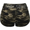 image:imageMakeMeChic Womens Camo Micro Shorts Sparkly Rhinestone Ruched Low Rise Skinny Y2k Hot PantsArmy Green