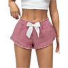 image:imageMakeMeChic Womens Gingham Plaid Shorts Bow Front Frill Trim Ruffle Y2K Mini Pajama ShortsRed
