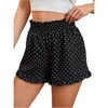 image:imageMakeMeChic Womens Gingham Ruffle Lounge Shorts Elastic High Waist Pajamas Boxer ShortsPolka Dots Black